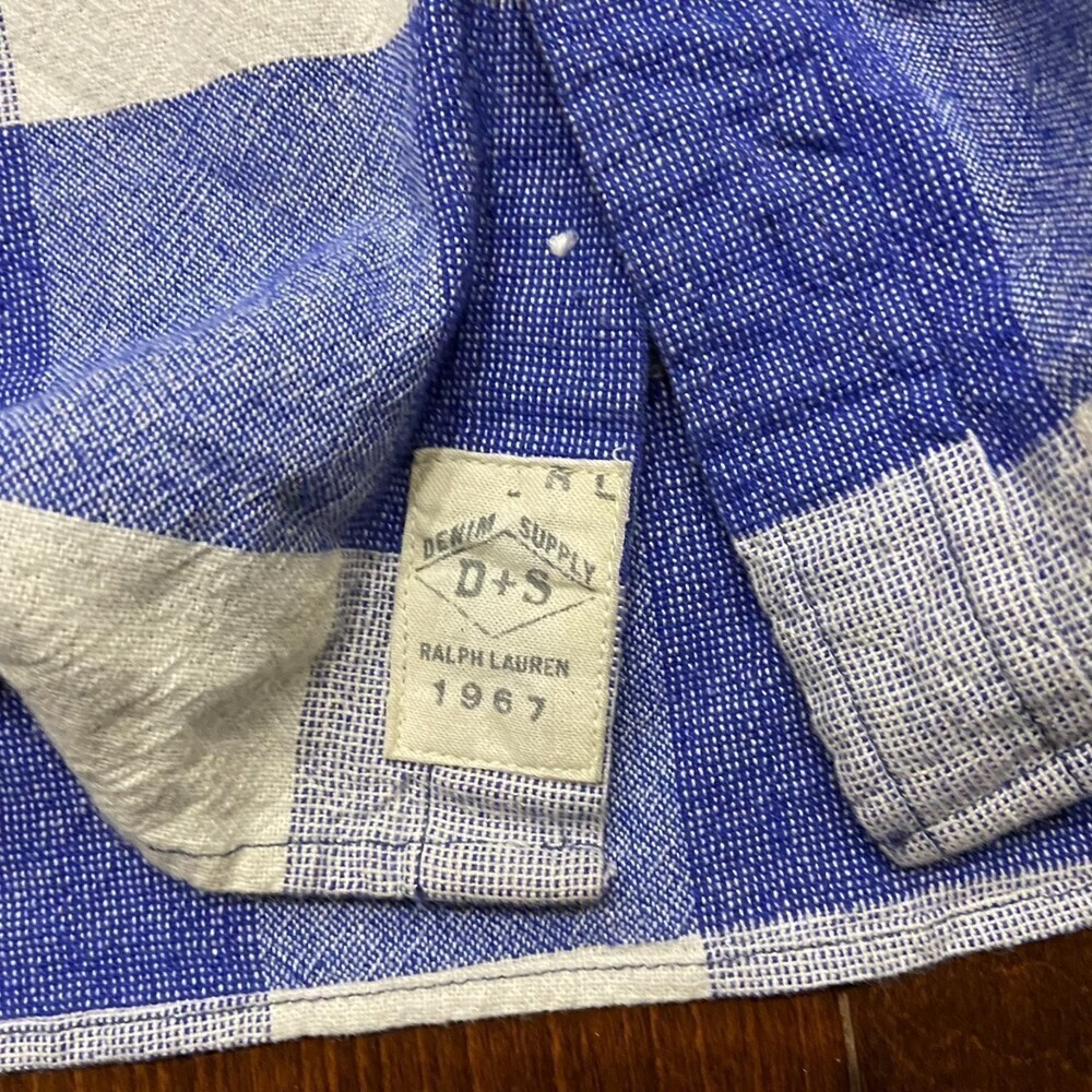 Denim & Supply Ralph Lauren Vtg Checkered Button Down Blue Cream Shirt Women's S - Picture 8 of 10